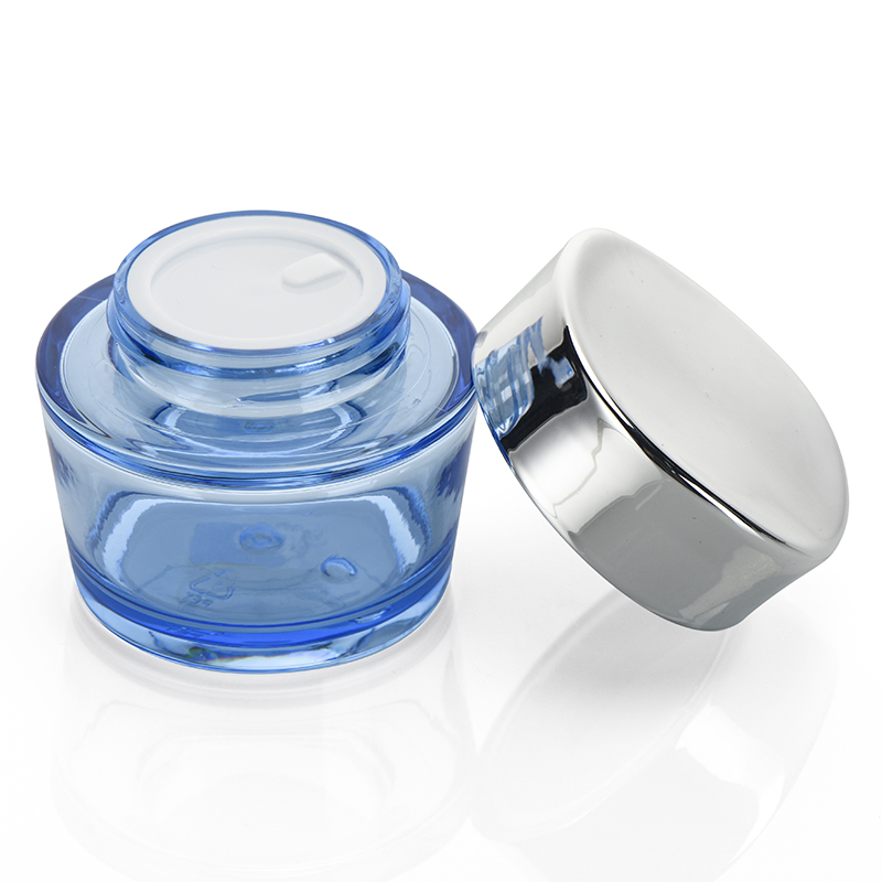 Empty Cosmetic Container Jars Light Blue Clear Cream Jar For Skin Care Packaging 50 ml